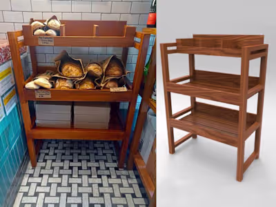 Custom-designed display furniture for Corte