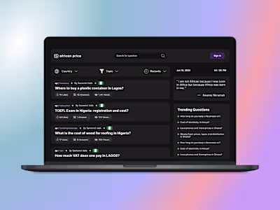 AfricanPrice: Full Stack design & development of QnA platform