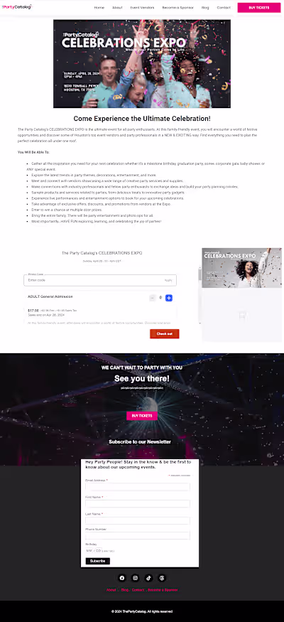 Event and ticket sales website