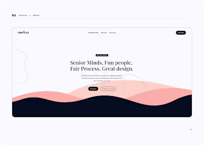 Moksi Agency, branding, design system and webdesign.