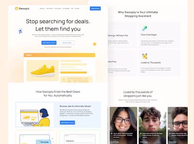 Swooply Smart Shopping Assistant Landing Page Design