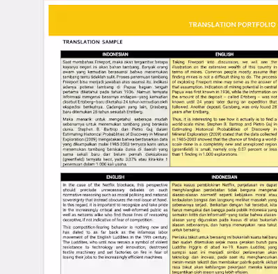 My  recent translation work English to  Indonesian