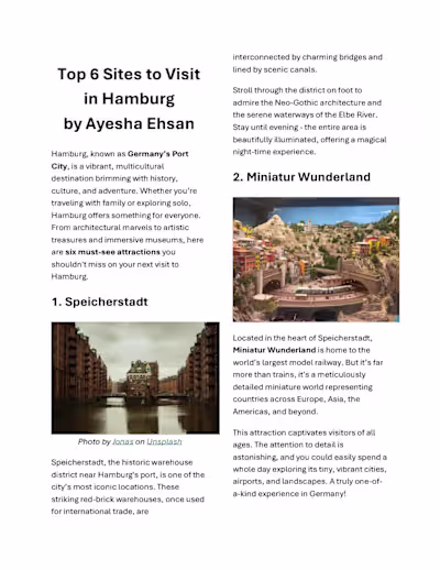 Top 6 Sites to Visit in Hamburg