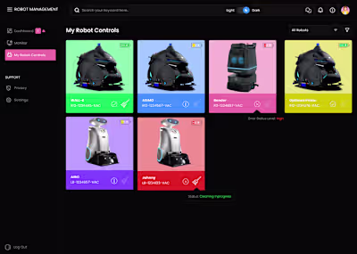 Robots Command Centre Support Agent - Dashboard