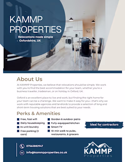 Print & eBrochure – Short-Term Rental, Oxford UK