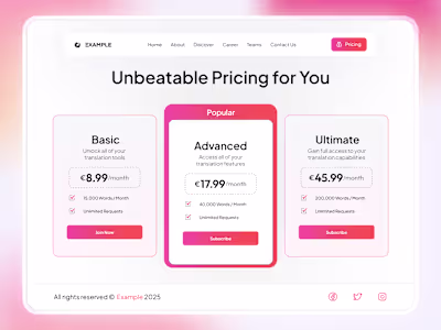 Light Theme Pricing UI – SaaS Project