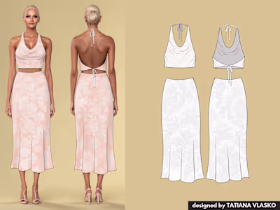 Old Money Style Top and Maxi Skirt Design+ Tech Pack 