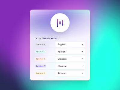 Interface for a multimodal AI audio translation tool. Imagin...