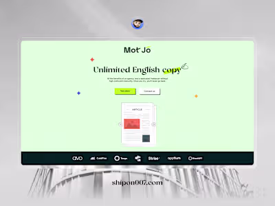 Landing page design for MotJo