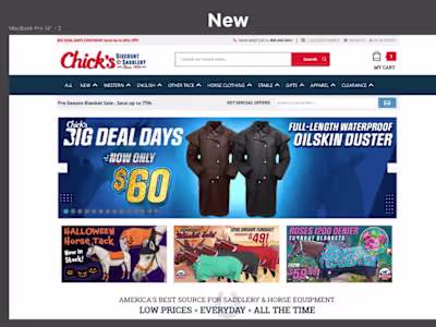 Some quick mockups I made pro-bono for Chick's Saddlery; sma...