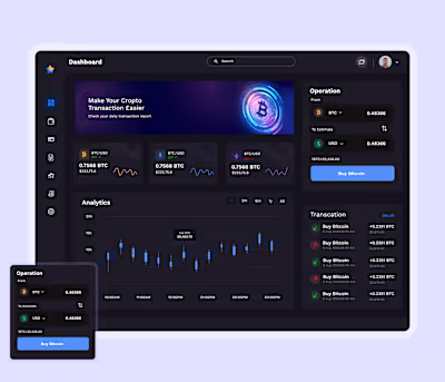 Crypto & Bitcoin Trading Dashboard UI Design