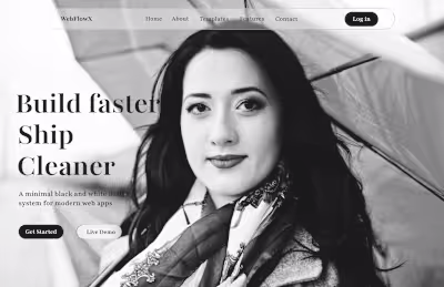 This hero section is crafted with a clean black & white aest...