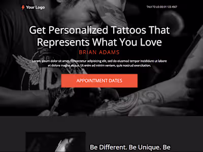 Tattoo shop's website Home page