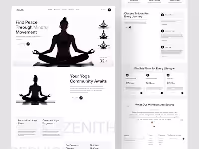 Zenith A modern yoga landing page