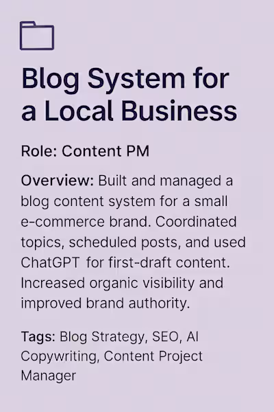 Blog System for Local E-Commerce Brand