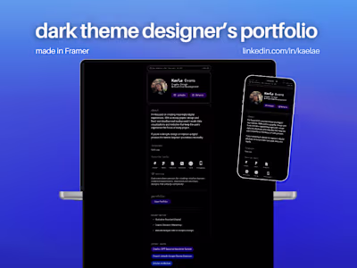 Designer's Portfolio, Made in Framer (https://www.behance.ne...