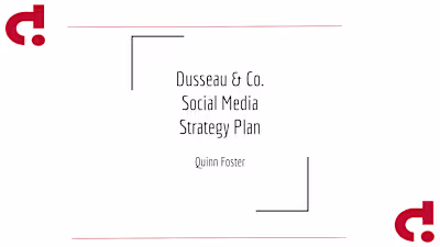 Social Media Strategy Plan - Dusseau & Co.