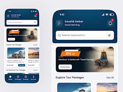 Travel App Exploration Screen UI