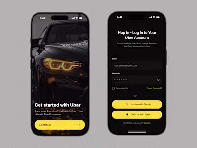 Ride App Login & Signup Page