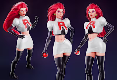 Stylized 3D character - Jessie from Pokémon
