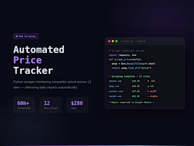 Web scraping bot monitoring prices/Web