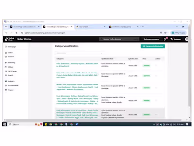 TikTok Shop Category Approvals and FBO Registration