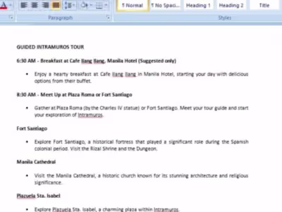 Itinerary Creation