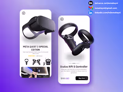 Oculus Quest 2 mobile web UI design concept
