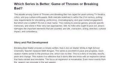 Game of Thrones vs Breaking Bad: A Comparative Analysis
