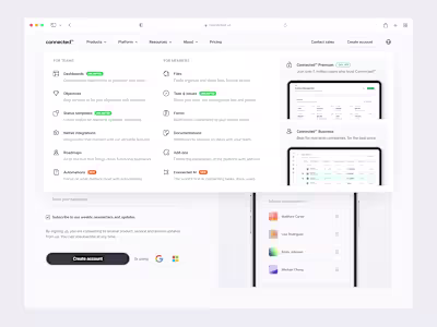 Product Features Dropdown.