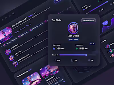 Profile stats section, dashboard