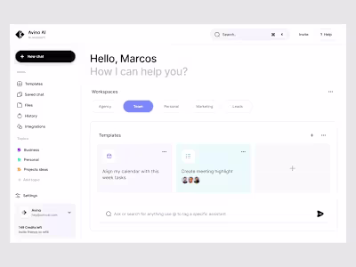 Dashboard design for an AI