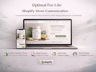 Optimal For Life Shopify Store Customization
