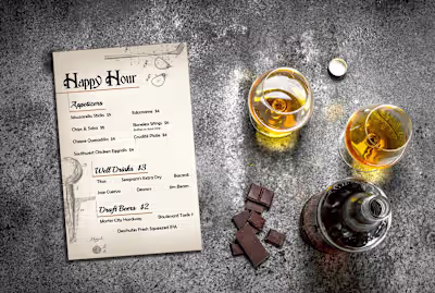 Custom Happy Hour Menu design starting at $25