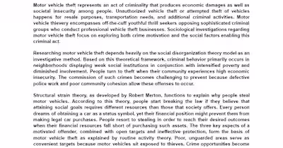 Content Writing: sociology and motor theft