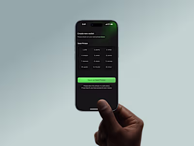 Frame 1: Successful wallet import. Frame 2: Create new walle...