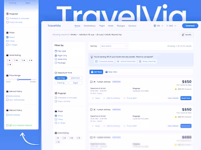 TravelVia – Flight Booking Experience UI ✈️
