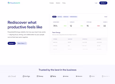 FlowStateOS SAAS Landing page