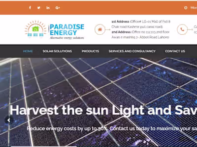 Development project for the website paradiseenergy.pk