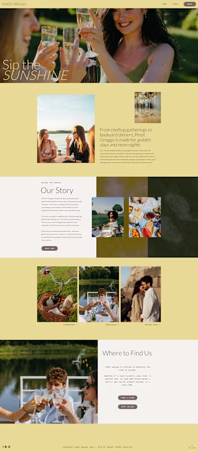 One-Page Website for Homegrown Winery