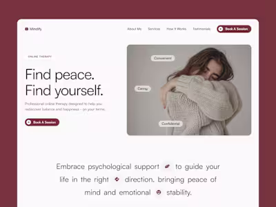 Mindify - Online Psychologist & Therapist Framer Template
