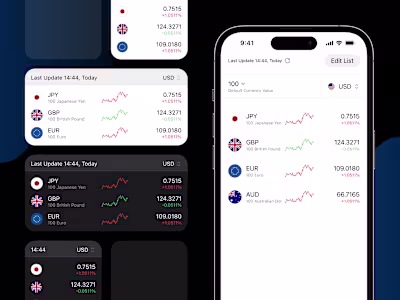 iOS App Widget Design for Currency Converter