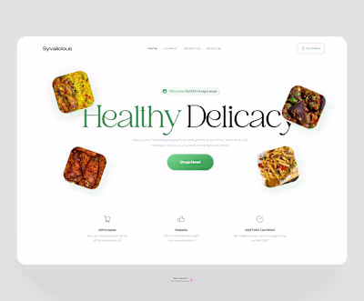 Food Ordering Website Hero Design for Syvalicious