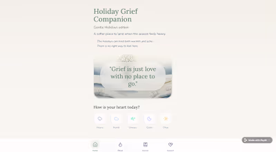 🌲 Holiday Grief Companion — UX prototype I designed a gentl...