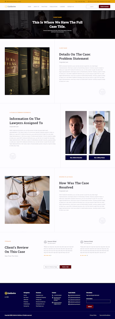 Landing Page and Dashboard Design for Goldwire Solicitors