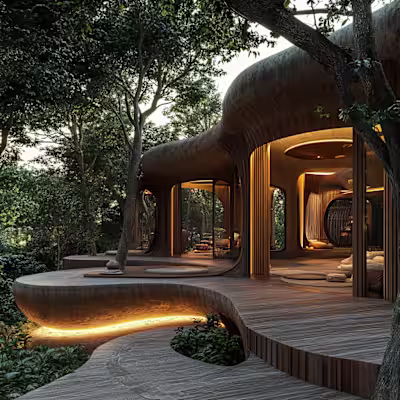 Brown Minimalist Futurist Biophilic Resort