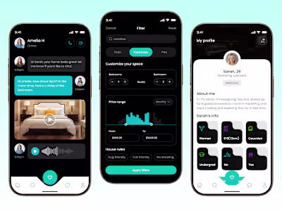 Flatmate Maching Service Mobile App design UI/UX
