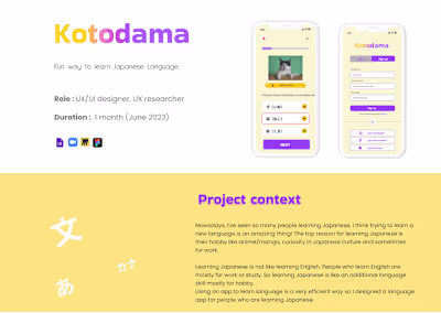 Kotodama Japanese language app UX case study