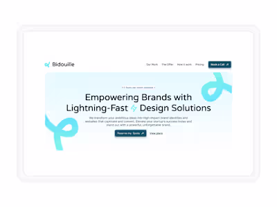 Landing page of Bidouille Studio