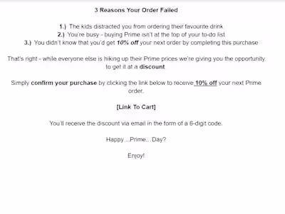 Purchase Failed Email Spec Piece
